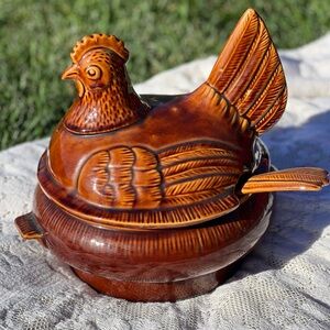 Vintage 1960s California Pottery Large Ceramic Figural Turkey Soup Tureen/Server